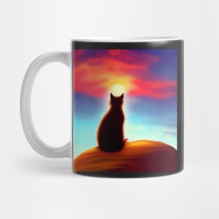 Cat Looking At Sunset Mug